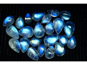 Piedra lunar de arcoíris genuina con forma de pera para hacer joyas, cabujón de piedra lunar de arcoíris llamativo azul brillante - Product Image 2