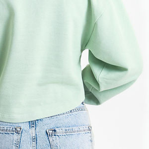 เสื้อผ้าสั้นสำหรับผู้ใหญ่เสื้อครอปส์ไซต์แฟชั่นแขนยาวสีทึบลายพลัสไซส์ผู้ผลิตที่ดีที่สุด - Product Image 4