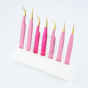 Pinzas de Precisión para Extensión de Pestañas con Punta de Fibra Premium, Curvadas en Forma de Luna, con Punta Fina y Recta, Herramienta para Aislamiento y Aplicación de Pestañas - Product Image 1