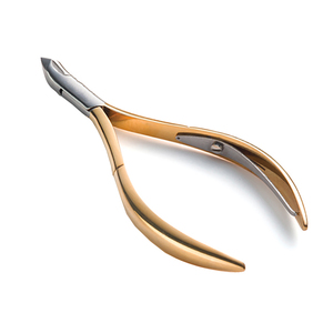 Pince à ongles demi-cuticule dorée durable avec lames tranchantes Pince à ongles à cuticules à motif rond pour la beauté et la pédicure - Product Image 2