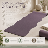 Tapis de yoga Elite Studio Capsule Wavy Pill de forme ovale, en PU premium avec base en caoutchouc naturel antidérapante, pour l'alignement de la colonne vertébrale et les étirements