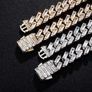 Top moda Hip-Hop joyería S925 plata 20mm completo Iced Out Moissanite cadena cubana hombres Collar para venta al por mayor - Product Image 3