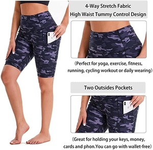 Pantalones cortos de Yoga de cintura alta personalizados para mujer, pantalones cortos transpirables de nailon para gimnasio y correr, logotipo elástico a la moda, talla grande, Verano - Product Image 4