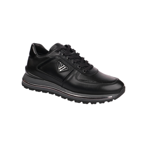 Baskets décontractées en cuir pour hommes M131 avec logo triangulaire en V, lacets plats, semelle en caoutchouc, talon bas, à lacets, vente en gros, export - Product Image 1