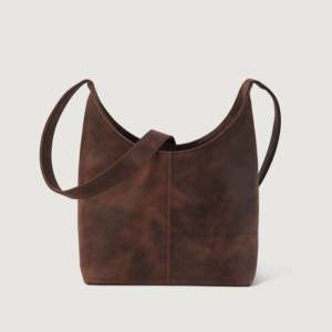 Sac hobo authentique en cuir marron vieilli - Product Image 1
