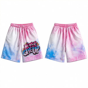 Pantalones Cortos Bermuda Casuales para Hombre, Tie Dye con Degradado de Color, Cintura Elástica, Logotipo Frontal, Transpirables, Tejido de Punto 100% Poliéster - Product Image 1
