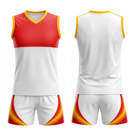 Uniforme de Voleibol Personalizado para Hombre, Bicolor Rojo y Blanco, Veraniego, sin Mangas, Estampado, Transpirable, de Secado Rápido y Alta Calidad