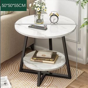 Modern Two-Tiered <b>Sofa</b> Side <b>Table</b> Stone Top Durable Convertible Farmhouse Living Room Furniture Storage Use for Entry-SST024 - Product Image 3