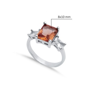 8x10mm forma cuadrada Baguette CZ sultanita piedra racimo anillo para compradores al por mayor rodio plateado 925 joyería de plata esterlina - Product Image 2