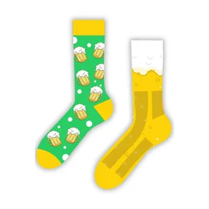 Chaussettes de bière en nylon et soie colorées, motifs brodés et jacquard imprimés des deux côtés, respirantes, taille unique, pour usage quotidien en hiver - Product Image 1