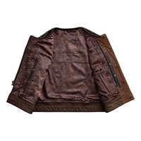 Blouson en cuir pour motard homme personnalisé marron et noir avec fermeture éclair et boutons, décontracté, respirant, coupe-vent, hiver, haute qualité