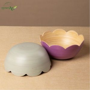 Handcrafted Customized Spun <b>Bamboo</b> <b>Bowl</b>-Eco-Friendly Disposable Party Home Use Elegant Floral Silhouette - Product Image 3