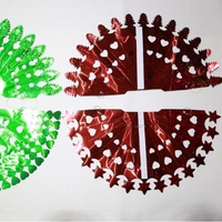 Décoration suspendue en forme d'étoile de Noël en feuille d'aluminium 50CM, éventail en papier étoilé arc-en-ciel pour les fêtes de Noël et du Nouvel An, fournitures de décoration de plafond et de pièce