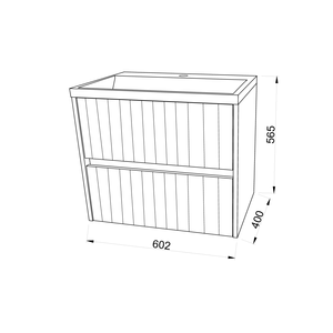 Lavabo Cannes côtelé blanc mat de 60 cm avec meuble de salle de bain - Product Image 5