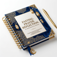 Échantillon Gratuit, Faible MOQ, Planificateur Mensuel Personnalisé, Journal du Ramadan, Carnet Format A5, Reliure Spirale, Protections Dorées, Couverture Rigide
