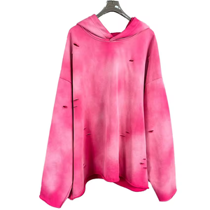 Pull unisexe boxy Distressed Sun faded Hoodies haute qualité tie dye oversize drop shoulder sweat à capuche personnalisé lavage à l'acide - Product Image 4