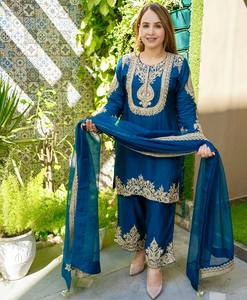 Conjunto de Traje Pakistaní de Georgette Bordado de Primera Calidad Unity Luxure con Dupatta, Atuendo Étnico de Lujo para Fiestas - Product Image 1
