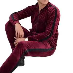 Men's Vintage <b>Velour</b> Winter <b>Tracksuit</b> High Quality Breathable Solid Workout Set <b>Plus</b> <b>Size</b> - Product Image 6