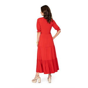Abito Leota Marlo a trapezio con vita avvolgente in tessuto crepe Barbados tinta unita - Product Image 4