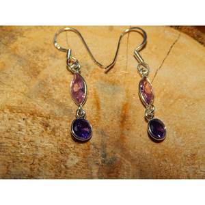 ต่างหูเงินสเตอร์ลิงทำด้วยมือต่างหูพลอยสีชมพูอเมทิสต์ธรรมชาติทำด้วยมือต่างหูคริสตัลสำหรับงานแต่งงานต่างหูแฮนด์เมด - Product Image 3