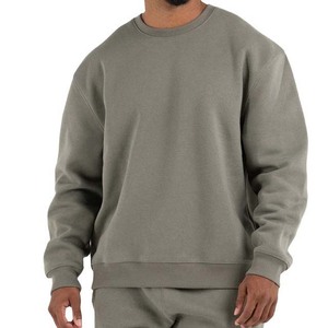 Diseño personalizado puño acanalado y dobladillo ajuste Regular Color sólido pulóver sudadera cuello redondo básico polar sudaderas con capucha hombres sudadera - Product Image 1