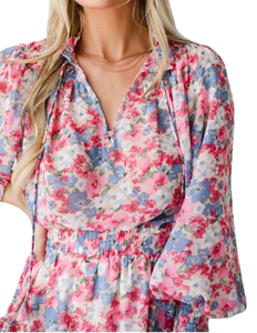 Minivestido floral rosa de la colección de moda de mujer de diseñador único más vendido para ropa de fiesta en la playa a los mejores precios - Product Image 5