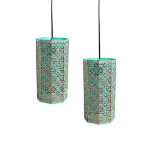 Lámpara colgante cilíndrica de hierro elegante, estilo marroquí, luz colgante de metal negro para decoración del hogar, linterna interior hecha a mano - Product Image 2