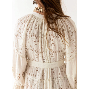 Vestido Lilibet con Parche Canterbury, Elegante, Estilo Boho, Largo hasta el Suelo, Transpirable, Cintura Natural, Versátil para el Día, Ocio, Fiestas Formales - Product Image 3