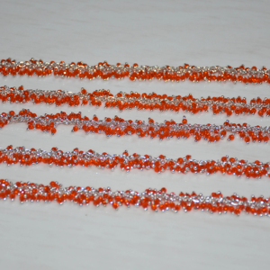 Chaîne de chapelet de perles Hydro de quartz orange enveloppée de fil plaqué argent de qualité supérieure, chaîne de perles de chapelet épais pour la recherche de bijoux - Product Image 4
