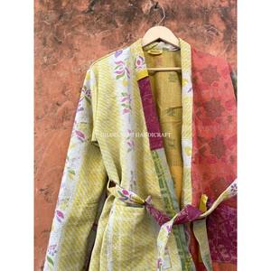 Women's Vintage Style Winter Overcoat Handmade Quilted Kantha <b>Kimono</b> <b>Jacket</b> Indian Cotton Embroidery Wholesale Short <b>Jacket</b> - Product Image 4