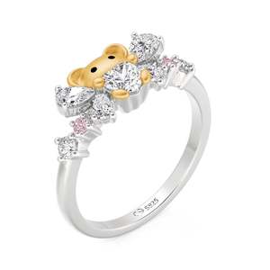 Jeulia Hug Me <b>Cute</b> <b>Bear</b> Butterfly Knot Diamond Ring - Product Image 2