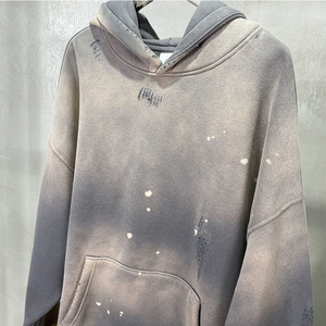 Custom logo Streetwear High Quality Acid Washed Hoodie Stone Washed Oversize Vintage Distressed Sun Faded Hoodie for <b>Men</b> - Product Image 4