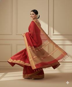 Sari en soie Tussar pur multicolore élégant pour femmes, avec un art de tissage raffiné et un style ethnique pour les moments festifs, en provenance d'Inde - Product Image 3