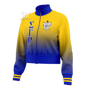 Custom Sigma Gamma Rho Sorority Ropa Bordado Crop Ombre Béisbol Varsity Letterman Chaqueta Parafernalia griega - Product Image 1