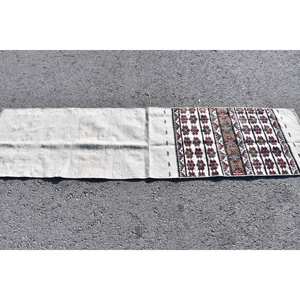 Vintage Turkish Rug Classic White <b>Red</b> 2 X 7.3ft Large Area <b>Wool</b> Latex Rectangular Plush Hight Abstract for Hallway Room Rug - Product Image 3