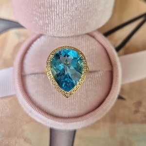 Fine Jewelry Woman's Engagement <b>Ring</b> Natural Blue Topaz <b>Indian</b> Gemstone 925 Sterling Silver Gold Plated Vintage Prong Setting - Product Image 5