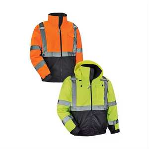 Veste de sécurité imperméable à glissière Vêtements de travail de construction Manches amovibles Vestes de travail réfléchissantes d'hiver - Product Image 1