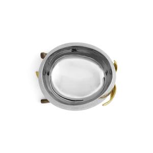 Elegante cuenco de metal dorado y plateado, centro de mesa decorativo hecho a mano para sala de estar, mesa de comedor - Product Image 4