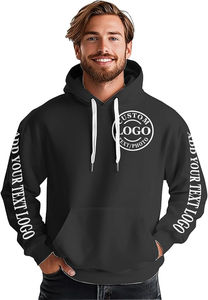 เสื้อฮู้ดผ้าฝ้ายผสมสำหรับผู้ชายเสื้อฮู้ดแบบกำหนดเองพิมพ์ลายด้านหน้าและด้านหลังโลโก้รูปภาพ - Product Image 4