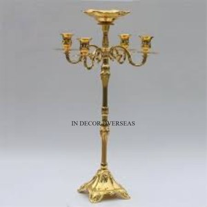 Flores y hojas diseñador aspecto atractivo alto grado chapado en oro de alta calidad Metal boda decoración candelabros suministros - Product Image 4