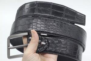 100% véritable hommes Vintage marron croco imprimé peau de vache ceinture en cuir décontracté/formel avec boucle carrée en alliage et motif solide - Product Image 5