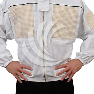 Chaqueta de apicultura de algodón Hive Keeper con sombrero redondo, puños elásticos y velo de malla transpirable - Product Image 3