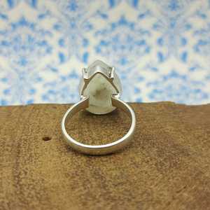 Bohème Artisan Fabriqué Arc-En-Lune Pierre Déclaration Anneau Poire Forme Prong Réglage Avec Diamant De Mariage En Gros Bijoux - Product Image 4