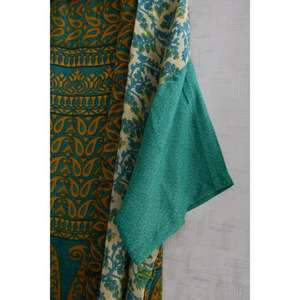 Robe kimono courte en patchwork de soie, grande taille, respirante, faite à la main, imprimé indien, vêtement de nuit, veste de détente, léger, style bohème, couvre-vêtement - Product Image 4