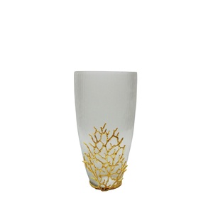 Jarrón con Base de Metal de cristal azul de diseñador para hogares modernos, diseño redondo perfecto, la mejor decoración, centro de mesa de boda, decoración de pieza de acento para el hogar - Product Image 2