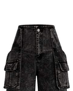 Pantalones Cargo Vaqueros Negros Personalizados de Fabricante para Mujer, Cintura Alta, Múltiples Bolsillos, Pierna Ancha, Ajuste Holgado, Estilo Urbano, Moda Casual - Product Image 5