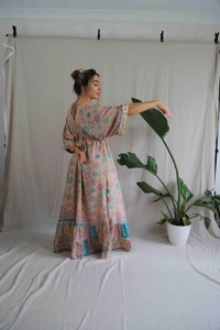 Vestidos largos bohemios con cuello en V para ropa festiva de mujer Maxi vestido bohemio - Product Image 4