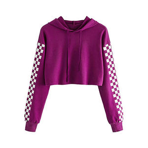 Top corto sostenible de alta calidad, sudaderas con capucha largas para mujer, estilo informal transpirable de primavera con logotipo frontal para invierno - Product Image 2