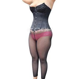 Corset de maintien de la taille en satin noir à armatures en acier robuste, respirant, forme de sablier, corset gothique - Product Image 1