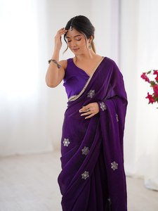 Nouveau lourd fausse georgette avec chemisier fantaisie Saree indien Saree / Sari / Shari pour mariage et vêtements de maison au prix de gros - Product Image 3